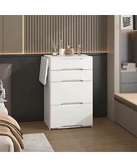 Homsee 20-Inch Vanity Table with Led Mirror and Storage Drawers - Makeup Desk with Foldable Side Table and Stool