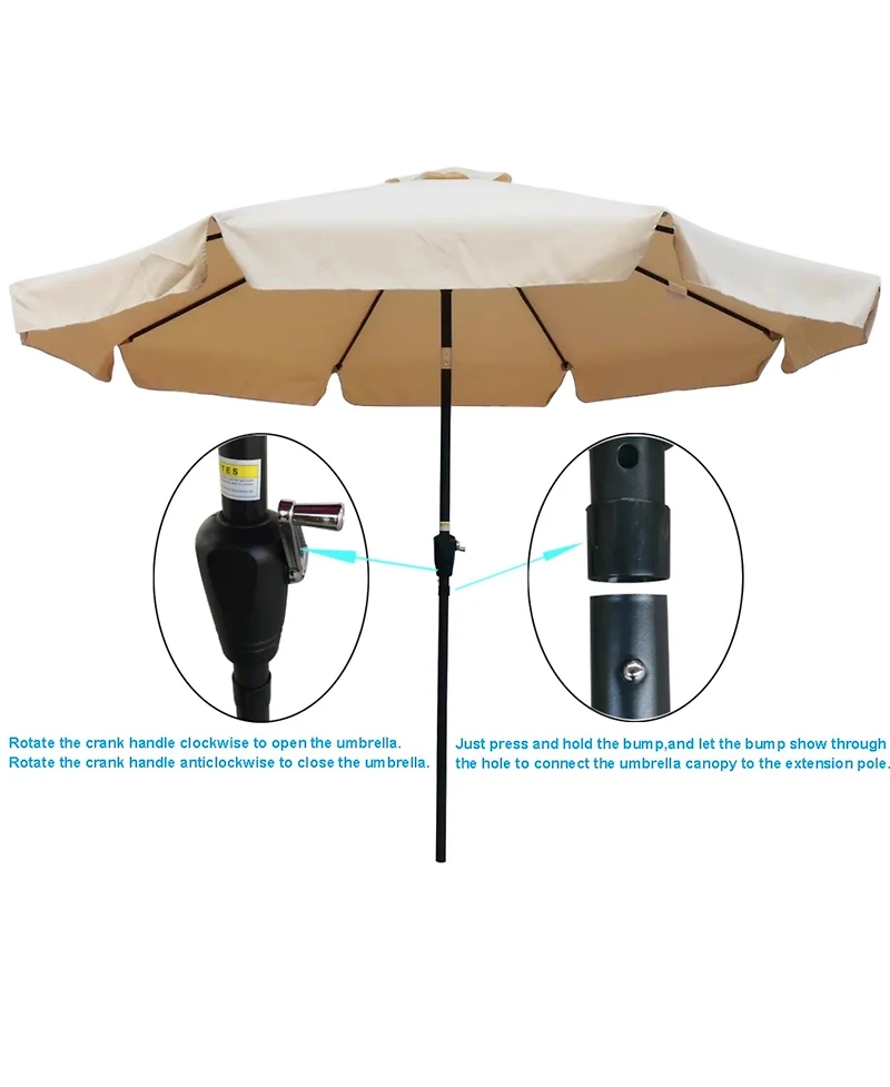 Yiortwo 10 Feet Patio Umbrella With Crank Lift And Push Button Tilt For Outdoor Dining