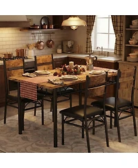 gaomon 5 Piece Dining Table Set for 4, Rectangular Kitchen Table and Chairs for 4, Upholstered High Back Chairs, Thick Sturdy Frame