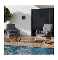 gaomon 2 Pieec Outdoor Wicker Rocking Chair, Weather Resistant Wicker for Porch, Backyard, Garden and Patio