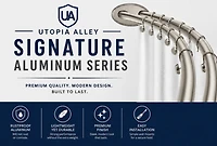 Utopia Alley 45-72" Aluminum Adjustable Wall Mounted Double Curved Shower Rod, Rust-Proof