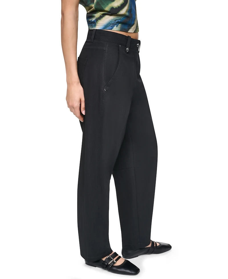 Dkny Women's Barrel-Leg Sanded Twill Mid-Rise Pants