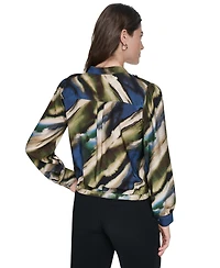 Dkny Women's Printed Surplice V-Neck Long-Sleeve Voile Blouse