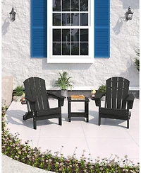 gaomon 3-Piece Hdpe Adirondack Chair Set, Folding Adirondack Chairs with Side Table, Lounge Chairs for Garden, Deck, Lawn, Backyard