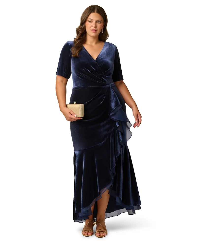 Adrianna Papell Plus Surplice Neck Fit & Flare Dress