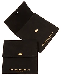 Donna Karan New York Black Leather Gold-Tone Hoop Earrings