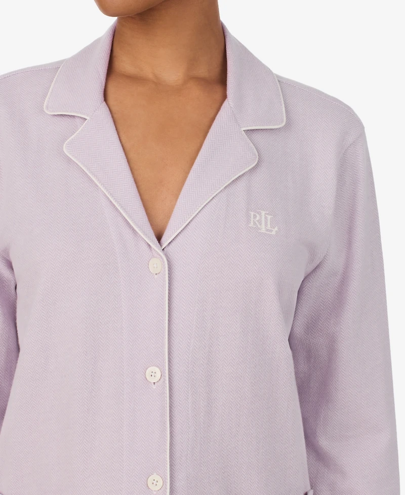 Lauren Ralph Women's Notch Collar and Mid-Rise Pant Set