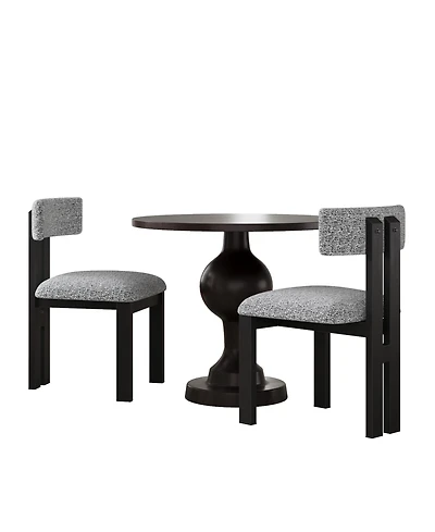 Boyel Living 3-Piece Round Dining Set, Upholstered Chairs with Metal Legs, Modern Kitchen Table for 2