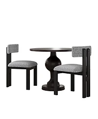 Boyel Living 3-Piece Round Dining Set, Upholstered Chairs with Metal Legs, Modern Kitchen Table for 2