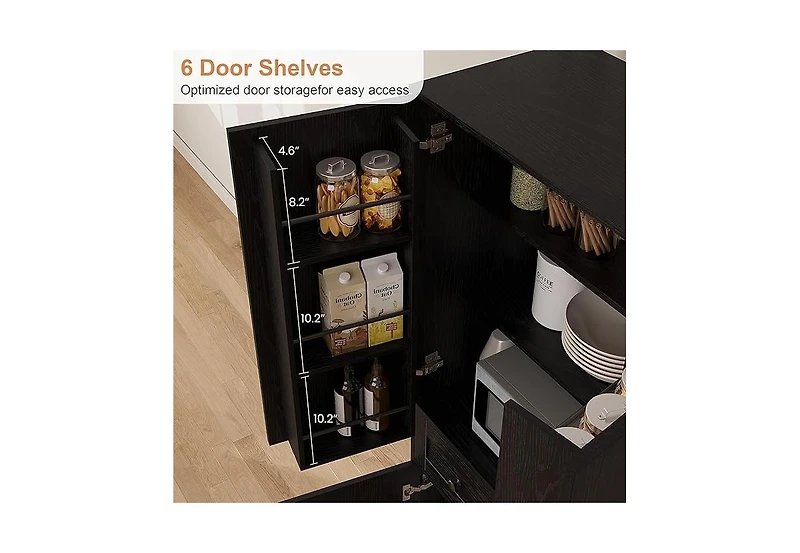 homfan 71'' Kitchen Storage Pantry Cabinet, 4-Door Freestanding Cabinet with 6 Shelves and 1 Drawer, Cupboard