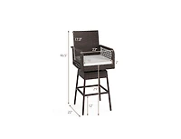 Mondawe 29 in Patio 360 Degree Swivel Bar Stool with Woven Armrests and Cushion