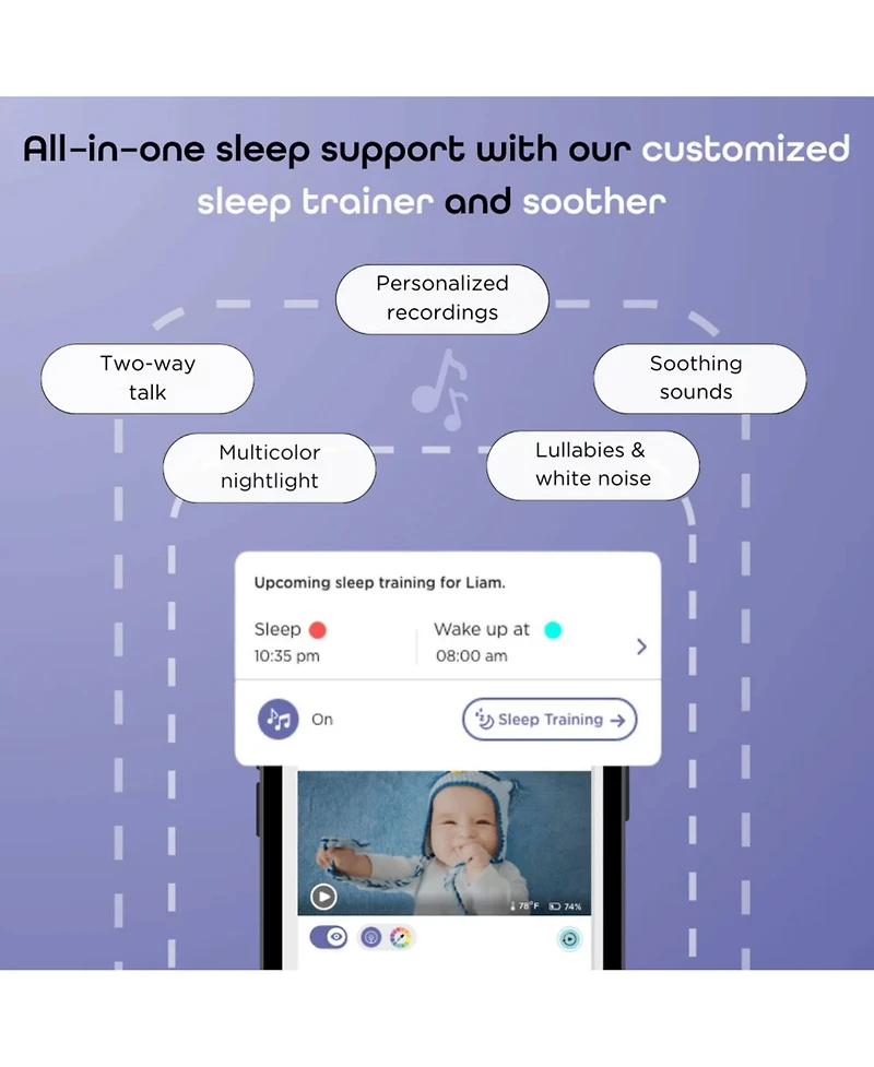 Hubble Connected SkyVision Ai with Adjustable Crib Mount