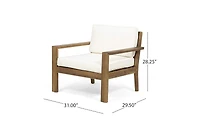Mondawe Outdoor Wood Club Chairs with Water-Resistant Cushions - Patio Seating Set