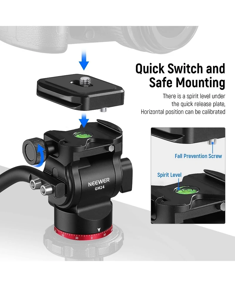 Neewer GM24 Camera Tripod with 6.6lb, 3kg for Arca Swiss for Compact Video Cameras Dslr Cameras