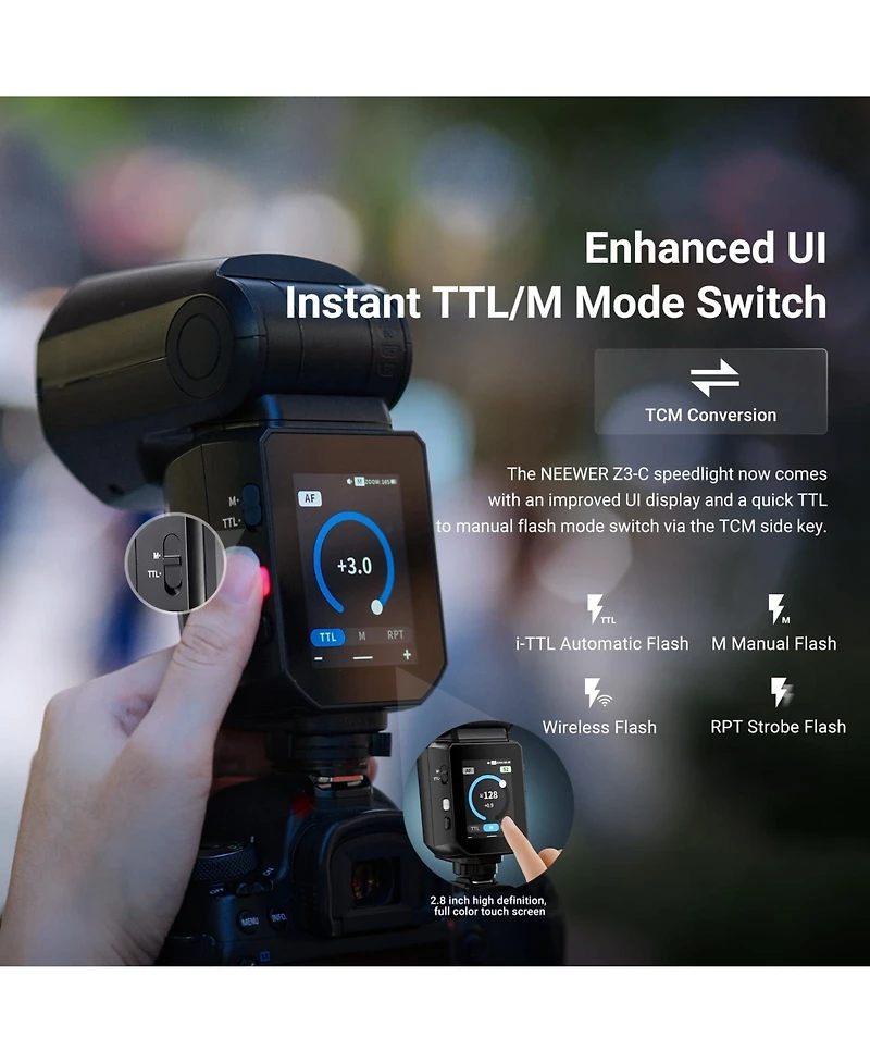 Neewer Z3-c Camera Flash with 100Ws, 3000mAh, Ttl for Canon Cameras