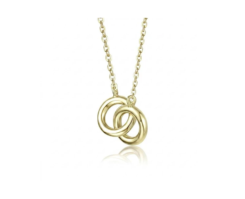 Genevive Minimalist Stylish Sterling Silver Two Rings Chain Necklace