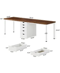 Tribesigns Two Person Computer Desk with 5 Drawers: 78.7" extra long double desk. Modern workstation for home office