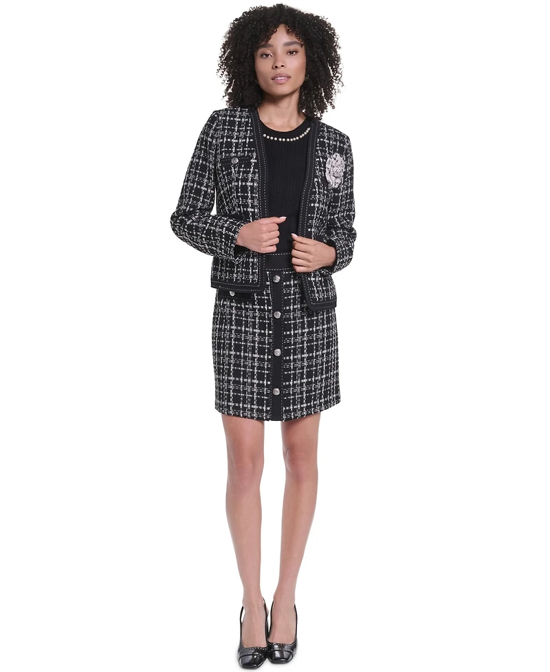 Karl Lagerfeld Paris Women's Cropped Open-Front Jacket