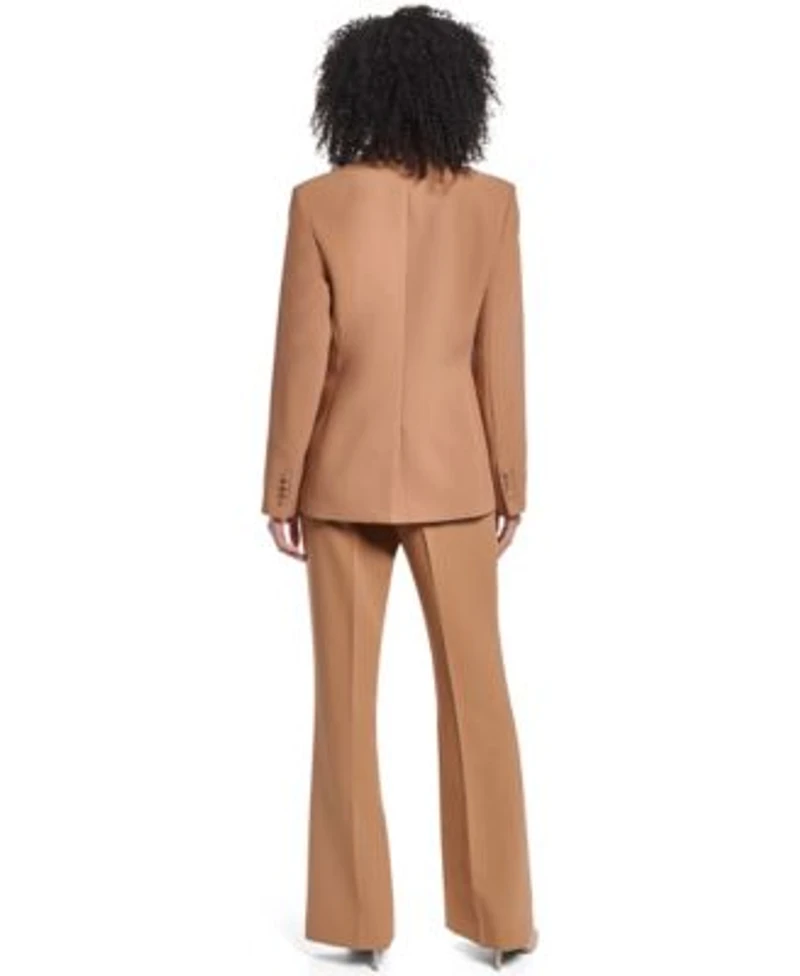 Karl Lagerfeld Paris Womens Regular Length One Button Blazer Long Sleeve Button Front Blouse Mid Rise Wide Leg Pants
