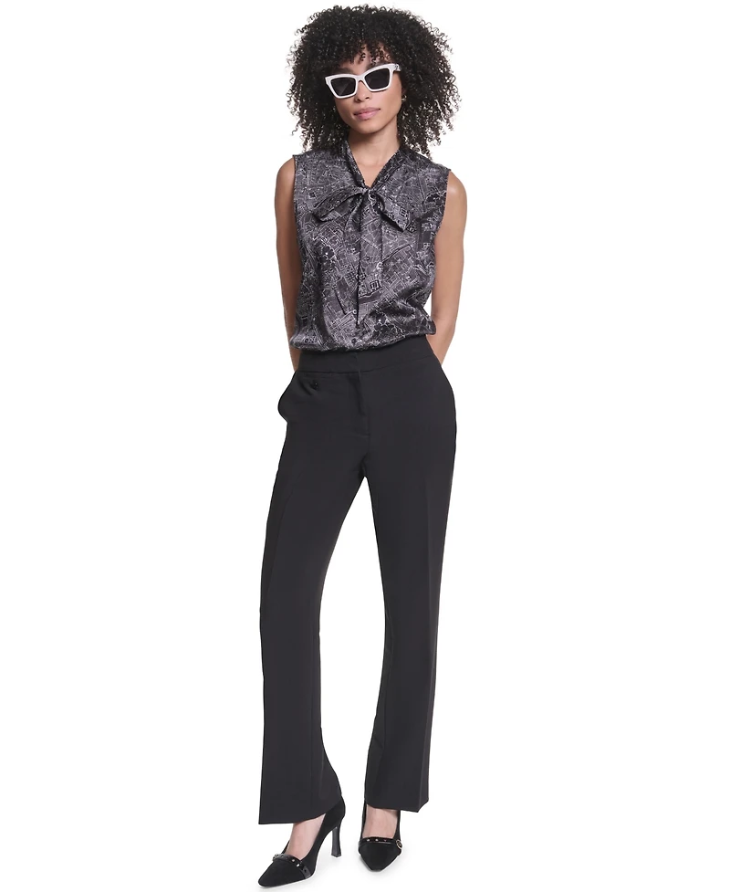 Karl Lagerfeld Paris Women's Sleeveless Mock-Neck Button-Front Blouse