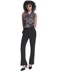 Karl Lagerfeld Paris Women's Sleeveless Mock-Neck Button-Front Blouse