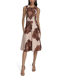 Calvin Klein Women's Printed Scuba Fit & Flare Dress