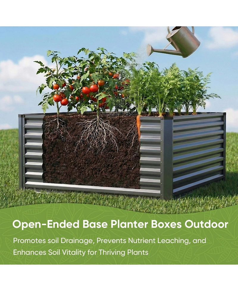Pocassy 6x3x2feet Outdoor Metal Raised Garden Bed, Large Outdoor Planters Garden for Vegetables Flowers Herbs