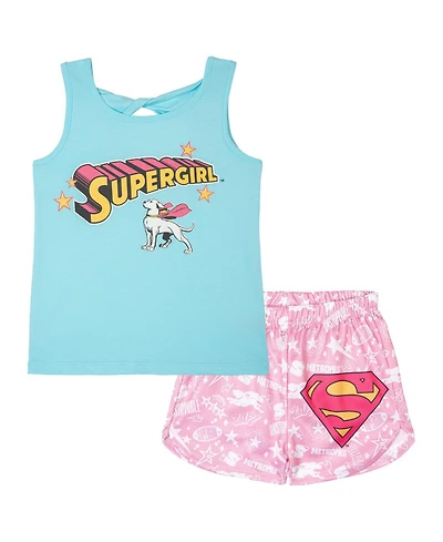 Justice League Supergirl Girls (5T- 16T) Athletic Tank Top and Shorts Set