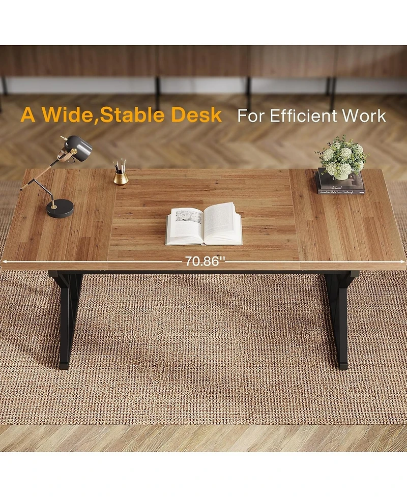 Tribesigns 70.86" Large Executive Desk, Industrial Home Office Computer Desk,Simple Long Writing Study Table Business Furniture