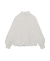 Reiss Women's Rae High-Neck 3/4-Sleeve Blouson Lace Blouse