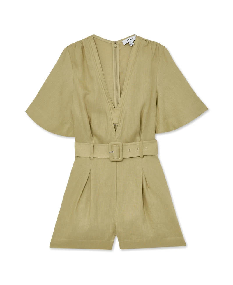 Reiss Women's Sansi Linen Belted Short-Sleeve Romper