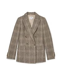 Reiss Women's Sybil Linen Double-Breasted Check Blazer