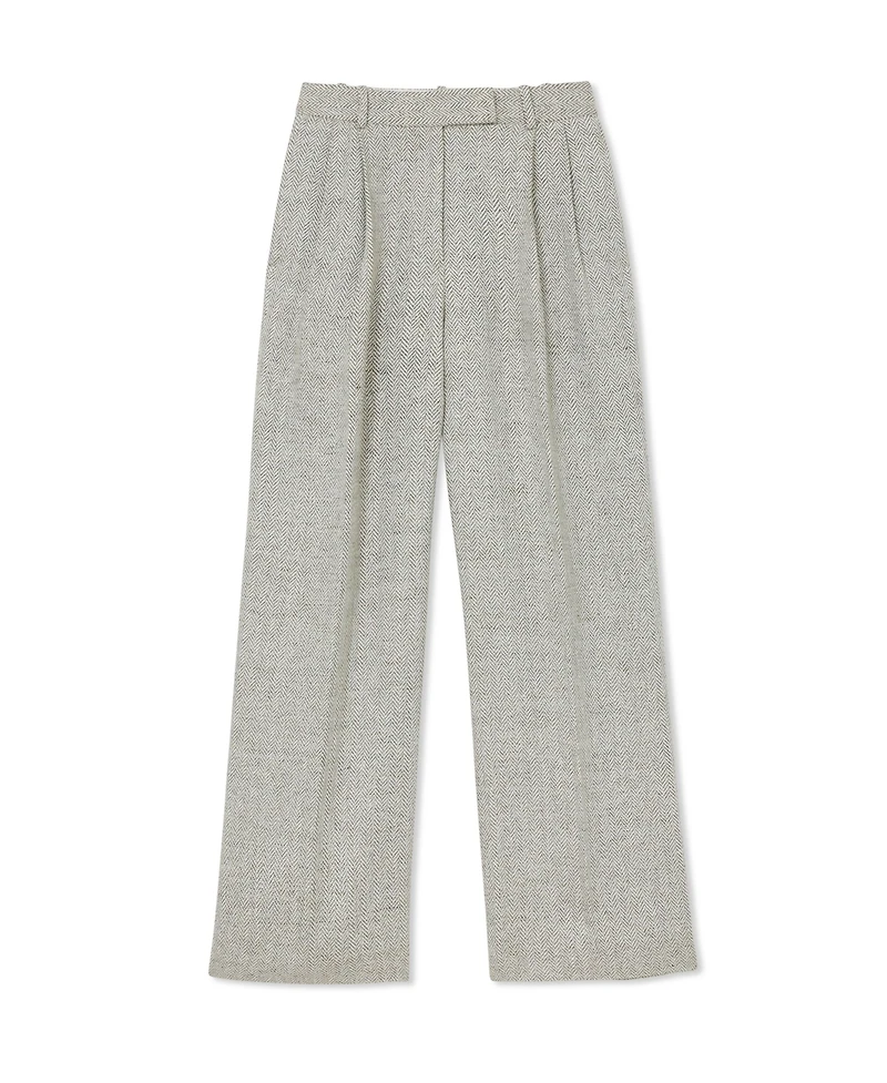 Reiss Petite Ezra Herringbone Straight-Leg Suit Pants