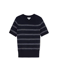 Reiss Women's Sabrina Striped Crewneck Short-Sleeve Wool-Blend Knit Top