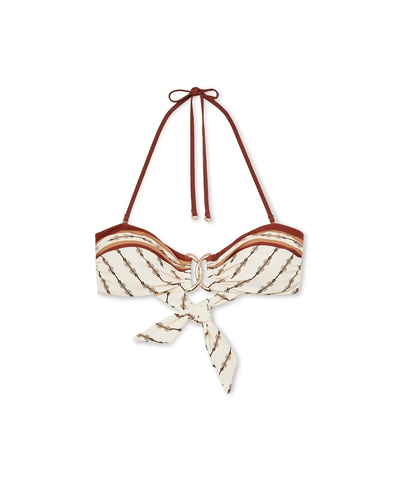 Reiss Women's Johannah Chain-Print Bandeau Halterneck Bikini Top