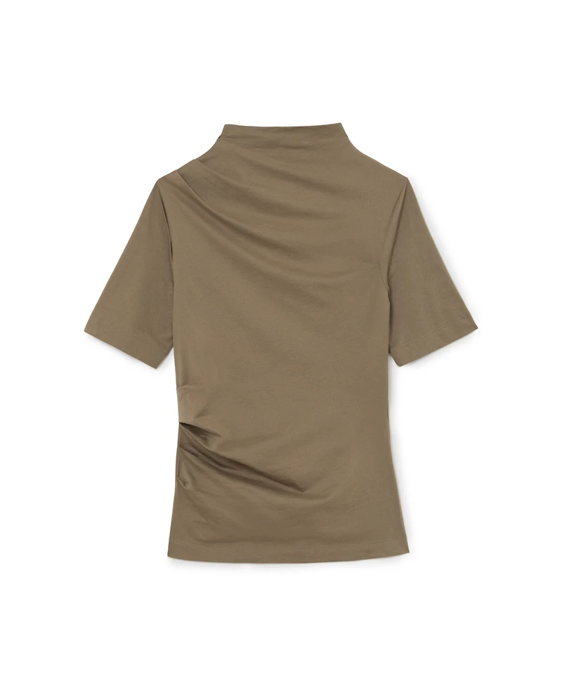 Reiss Women's Tulia Cotton-Blend High-Neck Draped Top