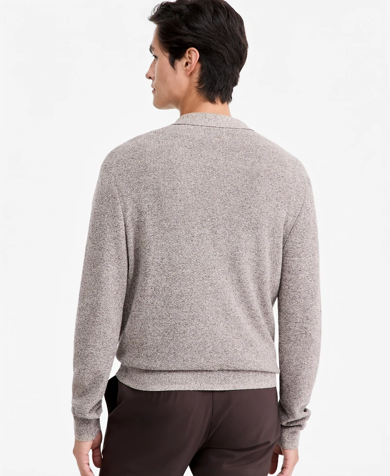Alfani Men's Polo Long-Sleeve Regular-Fit Fully-Fashioned-Sleeve Sweater, Macy's Exclusive