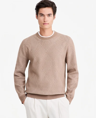 Alfani Men's Criss-Cross Jacquard Crewneck Sweater, Macy's Exclusive