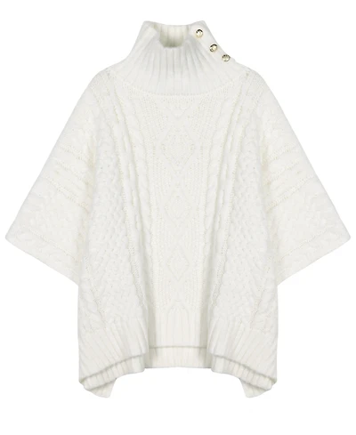 Lauren Ralph Cable-Knit Button Accent Poncho