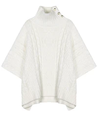 Lauren Ralph Cable-Knit Button Accent Poncho