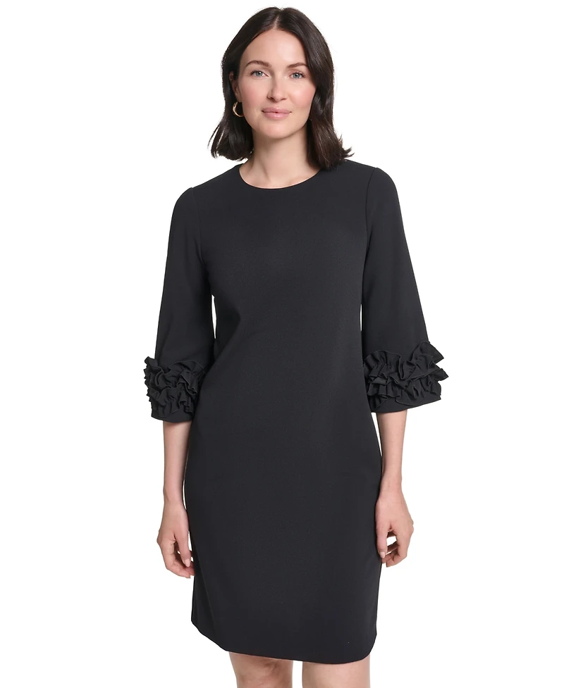 Jessica Howard Petite Ruffle-Sleeve Jewel Neck Dress