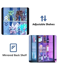 Vlsrka 70'' Tall Glass Display Cabinet with Rgb Sensor Lights and Multi-Tier Shelves