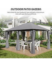 Outsunny 10' x 13' Patio Gazebo, Canopy with 6 Sidewalls,