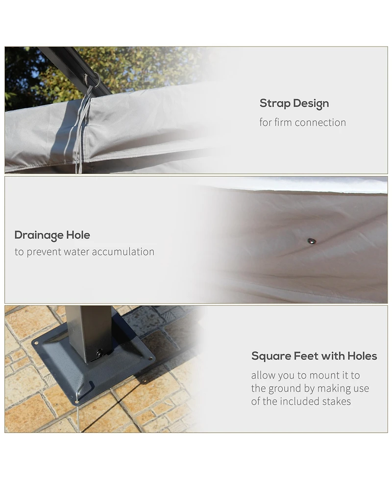 Outsunny 11.5'x11.5' Retractable Patio Gazebo Pergola, Uv Resist,