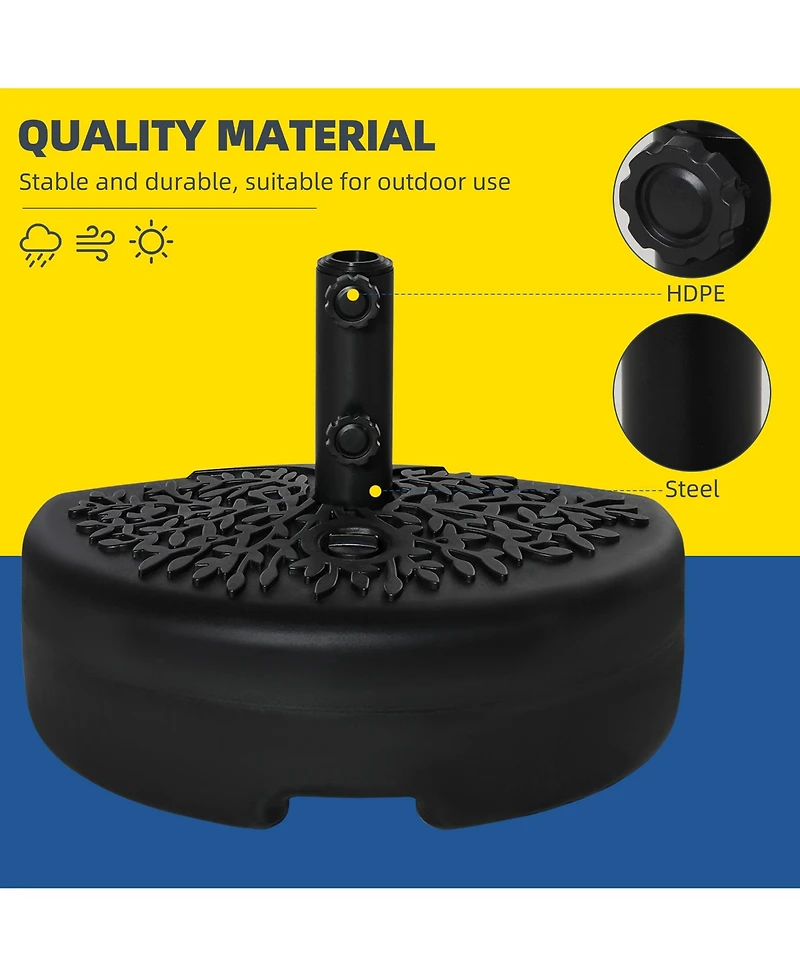 Outsunny Sand or Water Filled Half Patio Umbrella Stand Holder, Half Round Umbrella Base for Lawn, Fit 1.5"or 2" Pole, 40lb Capacity Water or 46lbs Ca
