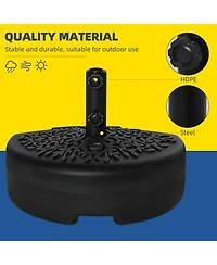 Outsunny Sand or Water Filled Half Patio Umbrella Stand Holder, Half Round Umbrella Base for Lawn, Fit 1.5"or 2" Pole, 40lb Capacity Water or 46lbs Ca