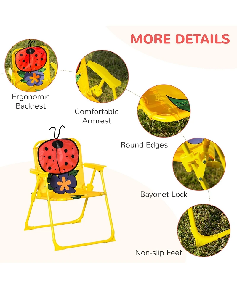 Outsunny Kids Folding Picnic Table and Chair Set, W/ Adjustable Umbrella, Red