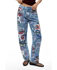 Desigual Women's Printed Denim Pants 100% Cotton