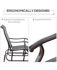 Outsunny Outdoor Swing Glider Chair, Patio Mesh Rocking Chair with Steel Frame for Backyard, Garden and Porch, Grey