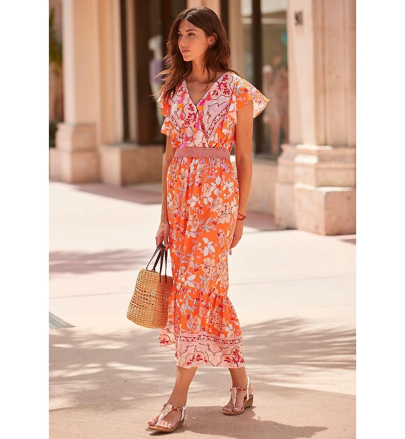 Lascana Women's Floral V-Neck Maxi Dress